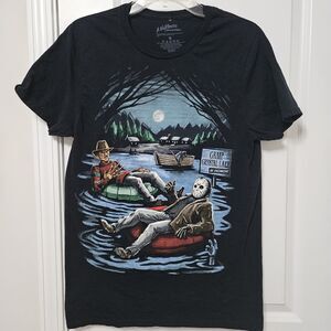 NWOT Nightmare On Elm Street T-Shirt Men's Medium Black Freddy and Jason Graphic